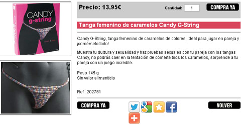 Tanga femenino de caramelos Candy G-String