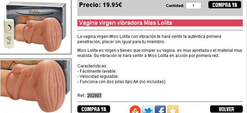 Vagina virgen vibradora Miss Lolita